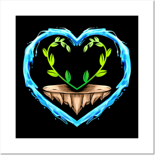 Grown Heart Of Plants Bordered By Water Heart For Earth Day Posters and Art